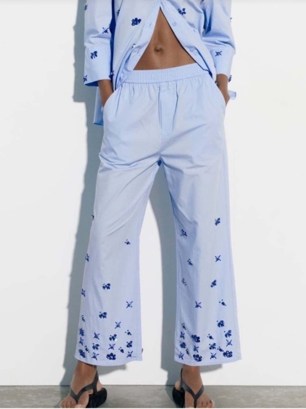 Zara Jewel Poplin Pants - Size S